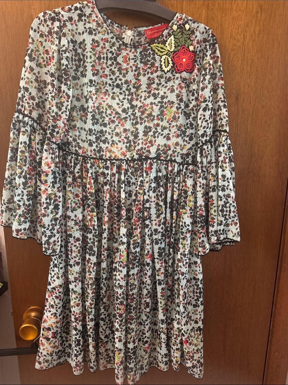 Floral Embroidered Mini Dress in Multicolor